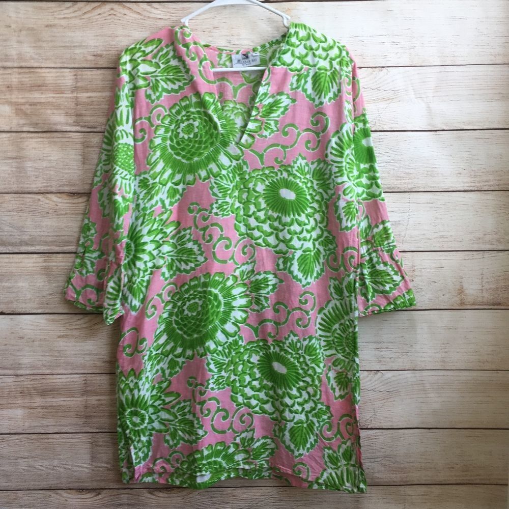 ‎MALABAR BAY SWIM COVERUP IN PINK AND GREEN